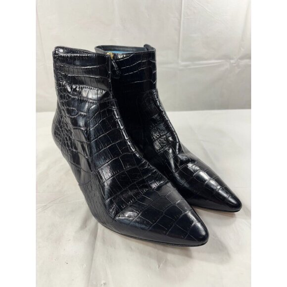 Grigiarancio Black CROC EMBOSSED leather ankle bootie size 9.5 - Picture 2 of 14